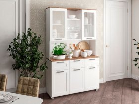Буфет Катерини (дуб бельмунд/белое дерево) в Кудряшовском - kudryashovskij.mebel-nsk.ru | фото