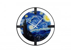 Часы интерьерные NT155 VAN GOGH STARRY NIGHT в Кудряшовском - kudryashovskij.mebel-nsk.ru | фото