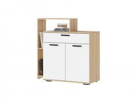 Комод 1000 КМ-01 Санса (дуб сонома/белый) в Кудряшовском - kudryashovskij.mebel-nsk.ru | фото