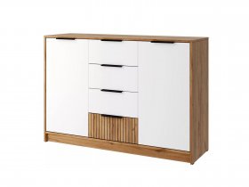 Комод КМ-002 Ивис (дуб крафт золотой/белый) в Кудряшовском - kudryashovskij.mebel-nsk.ru | фото