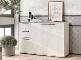 Комод Стандарт-3 NEW (дуб крафт белый) в Кудряшовском - kudryashovskij.mebel-nsk.ru | фото