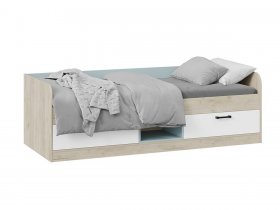 Кровать комбинированная «Оливер» Тип 1 401.003.000 (дуб крафт серый/белый/серо-голубой) в Кудряшовском - kudryashovskij.mebel-nsk.ru | фото