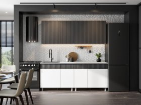 Кухонный гарнитур София (2,0м) (бланж/графит матовый) в Кудряшовском - kudryashovskij.mebel-nsk.ru | фото