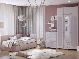 Модульная детская Милана (белое дерево/сакура) в Кудряшовском - kudryashovskij.mebel-nsk.ru | фото