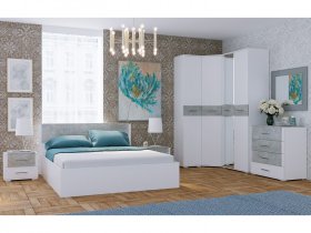 Модульная спальня Бьянка (белый/бетон) в Кудряшовском - kudryashovskij.mebel-nsk.ru | фото