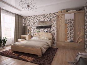 Модульная спальня Виктория-1 (дуб сонома) в Кудряшовском - kudryashovskij.mebel-nsk.ru | фото