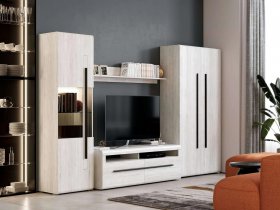 Модульная стенка Ницца (дуб витенберг) в Кудряшовском - kudryashovskij.mebel-nsk.ru | фото