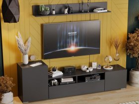 Стенка «Сильвия» (графит серый) в Кудряшовском - kudryashovskij.mebel-nsk.ru | фото