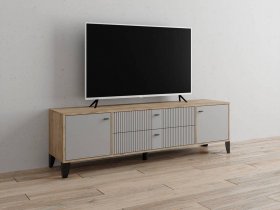 Тумба под ТВ Парус-10 (дуб крафт серый/серый) в Кудряшовском - kudryashovskij.mebel-nsk.ru | фото